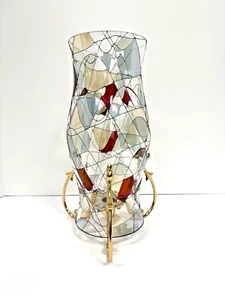 PartyLite Mosaic Calypso Glass Hurricane Shade w/ Versailles Brass Holder - Picture 1 of 5