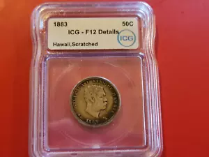 1883 Hawaii 50c half dollar F12 - Picture 1 of 2