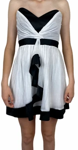 Cooper St Womens Size 10 White with Black Trim Strapless Fit Flare Lined Dress - Picture 1 of 3