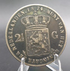 1874 Netherlands 2 1/2 Gulden Large Silver Coin - William III - B4779