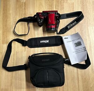 Nikon Coolpix L840 Digital Camera 16MP Red Shoulder Strap, Case & Manual Used