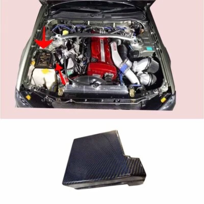 Cubierta de caja de fusibles de motor de fibra de carbono real para Nissan Skyline R33 GTS GTR Foto 1 de 4