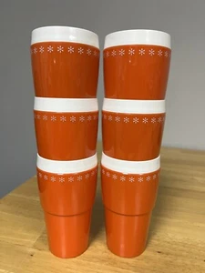 VTG New-Mar Thermoware Tumblers Set Of 6 1960s 70s Plastic Orange MCM RETRO USA - Picture 1 of 24