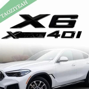 For New X6 Series Gloss Black Emblem X6+XDrive40i Number Letter Rear Trunk Badge - Picture 1 of 3