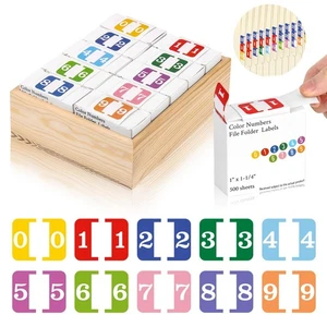 10 Rolls Number File Folder Labels Set Color Series Chart Stickers with Woode... - Bild 1 von 7