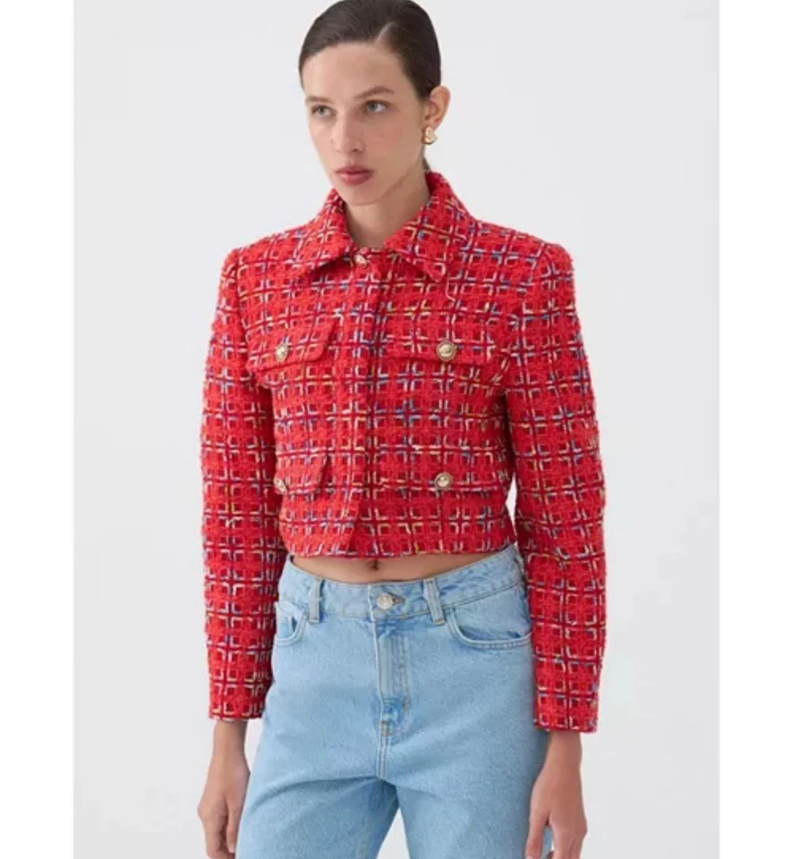 Nueva Chaqueta Blazer Nocturne Rojo Tweed Talla XL Foto 1 de 4