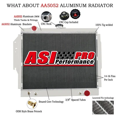 3 Row Aluminum Radiator FIT 1979-1993 82 Dodge Ramcharger D&W Truck 5.2L/5.9L V8 Foto 1 de 4