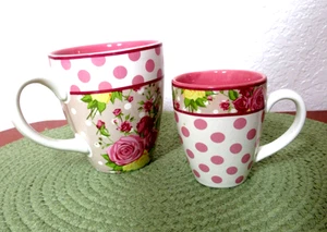 Tea Party mit Oma & mir Trinkbecher weiß und rosa gepunktet Rosen 2 Stück - Bild 1 von 4