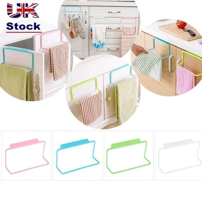 Over Door Rail Cupboard Hanger Rack Bar Hook Tea Towel Holder Kitchen Bathroom - Image 1 of 4