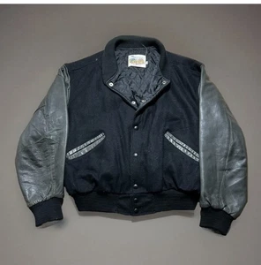Vintage Excelled Leather Wool Varsity Letterman Jacket Made In USA Size Large - Picture 1 of 12