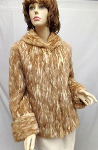 VINTAGE RICH FURS DITTRICH DETROIT Mink Beige Brown Pocket JACKET SIZE M - Picture 1 of 7
