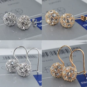 18K Prom White / Rose Gold Filled 10mm Earring made with Swarovski Crystal - Picture 1 of 19