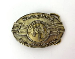 Gürtelschnalle massives Messing laufend stark für indianische Jugend Billy Mills Vintage - Bild 1 von 5