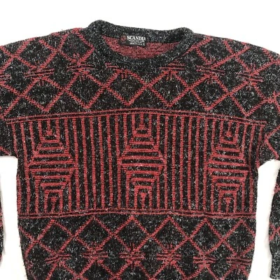 VTG Scandia Nordic Sweater Men Large Gray Red Pullover Fair Isle Crewneck  USA - Image 1 of 4