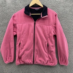 Lands' End Jacket Sweatshirt Size M Regular 10/12 Pink Soft Fleece Jacket Zip Up - Picture 1 of 8