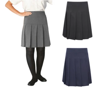 Women Girls All Round PLEATED Zipped School Skirt High Waist, Length 18 inches - Picture 1 of 13