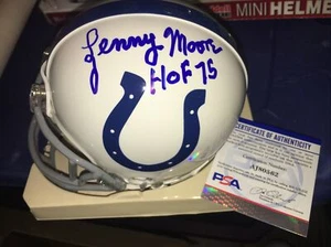 Lenny Moore HOF 75 Signed Baltimore Colts Mini Helmet PSA DNA - Picture 1 of 1