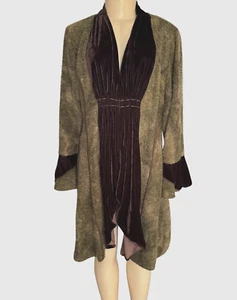 Aris A Women Velvet Boho Cardigan Whimsicore Fairycore Bell Sleeve Lagenlook M - Picture 1 of 17