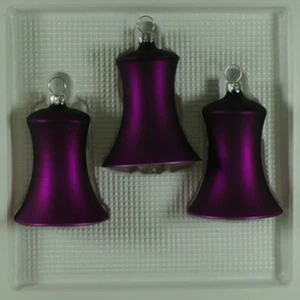 Lauschaer Glas Christbaumschmuck Glocken klein lila matt mundgeblasen - Picture 1 of 5
