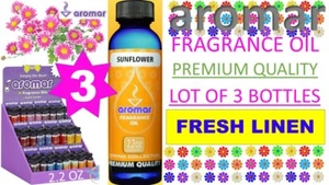 3 AROMAR 2.2 oz FRAGRANCE OIL 24 PREMIUM QUALITY SPA COLLECTION (FRESH LINEN- 3) - Picture 1 of 3