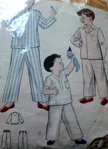 *LOVELY VTG 1950s BOYS PAJAMAS Sewing Pattern 6 - Picture 1 of 1