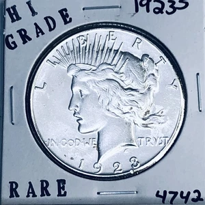 1923 S PEACE SILVER DOLLAR HI GRADE GENUINE U.S. MINT RARE COIN 4742 - Picture 1 of 3