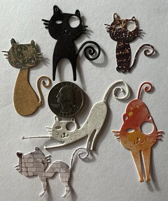 Вырезанное украшение ALLEY CAT (6 шт.) котенок • большие глаза • кошка • пятна • изготовление открыток • - Изображение 1 из 4