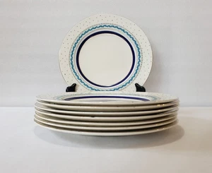 Crown Ducal Plates 9" Andover Enamel Turquoise Cobalt Band Salad Luncheon Ware 8 - Picture 1 of 11