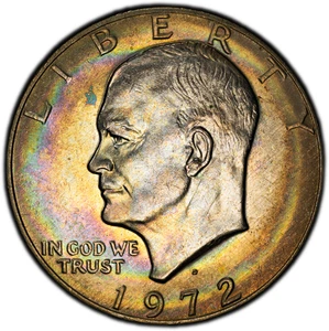 Eisenhower Dollar 1972-D PCGS MS66 - Strong Neon Rim Toning - Picture 1 of 5
