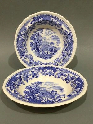 Vintage Blue & White China Woods Ware “ Seaforth “ 2 x Fruit Saucers - Image 1 of 4