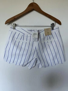 Club Monaco Women's Size 2 Amber Shorts Raj Blue Striped Scalloped NWT - Picture 1 of 5