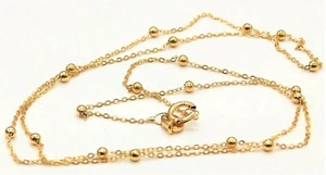 9CT GOLD CHAIN 22" FLAT TRACE BEAD BALL CHAIN 9 CARAT YELLOW GOLD NEW NECKLACE - Picture 1 of 4