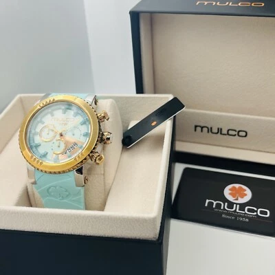 Reloj Mulco M10 para hombre cronógrafo 47 mm bisel dorado color menta MW5-2870-433 Foto 1 de 4
