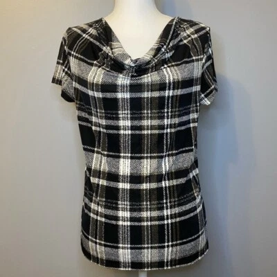 Blusa xadrez preta Jaclyn Smith Collection tamanho pequeno - Imagem 1 de 4