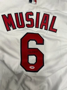 Stan Musial signed Majestic Jersey. PSA Auth - Picture 1 of 3