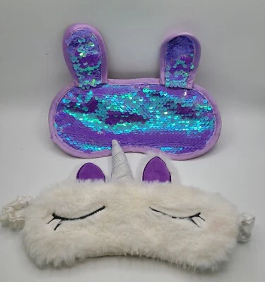 2 Children's Sleep Masks Magic Sequin & Unicorn Eye Mask, Stocking Stuffer, Gift — 第 1/4 张图片