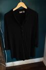 Chicos Travelers Women?s Black Button Front 3/4 Sleeve Slinky Long sleve Size 2