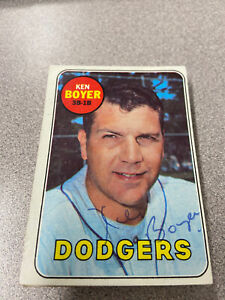 1969 Topps Ken Boyer Auto #379 Signed Los Angeles Dodgers Card Cardinals