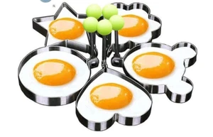 Egg Molds 5pcs Stainless steel(round, heart, flower, star and Mickey mouse.) - Picture 1 of 4