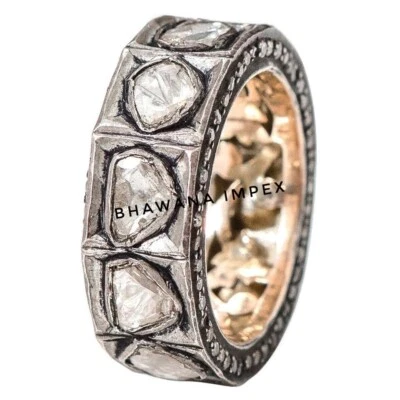 Natural Pave Diamond And Polki Band Rings Jewelry 925 Sterling Silver Jewelry - Image 1 of 4