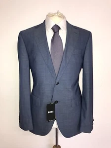 HUGO BOSS - Regular Fit BLUE Weave WOOL & SILK SUIT - 38 Reg - W32 L32 - BNWT - Picture 1 of 12