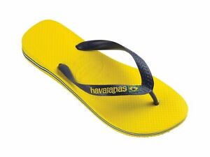 HAVAIANAS Unisex FLIP FLOPS Yellow Bi Colour THONG SANDALS Beach Shoes | UK 5 