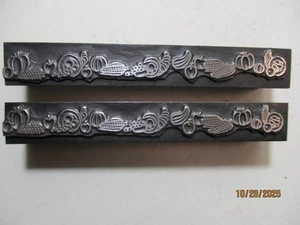 Printing Letterpress Printer Type Block Autumn Vegetables & Pumpkin Borders - Picture 1 of 6