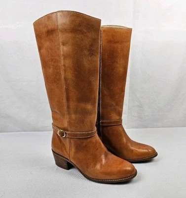Botas de cuero tostado vintage Sears The Shoe Place para dama 8M Foto 1 de 4