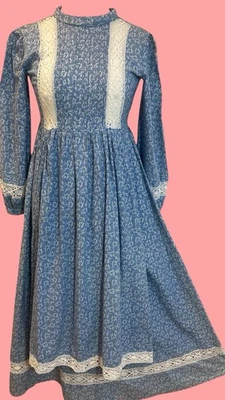 Vtg 70s Laura Ashley Wales Prairie Folk Demure Layered Apron Dress Floral 6 UK - Image 1 of 4