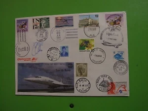 A# 1988 FDC CONCORDE AIR FRANCE TOUR DU MONDE SIGNED E CHEMEL MULTI CANCELS - Bild 1 von 1