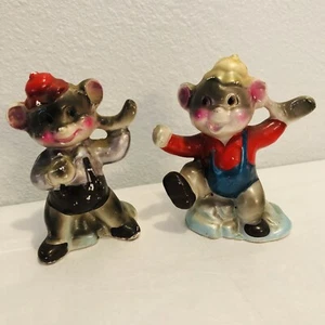 Vintage verspielte Bären tragen Hut anthropomorphe Salz- und Pfefferstreuer Japan - Bild 1 von 8