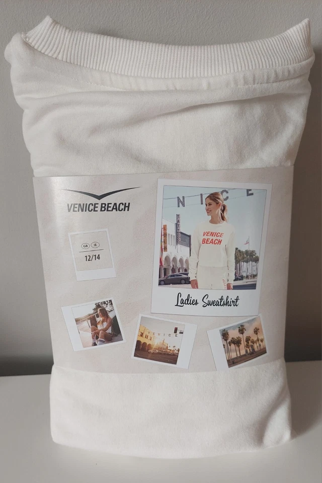 Venice Beach Logo Sweatshirt Size 12/14 Cropped Loose Fit Retro Style Sporty - Image 1 of 2