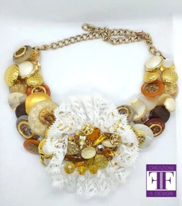 Collana Collier Girocollo mosaico di colori autunnali " Tavolozza d'autunno " - Foto 1 di 1
