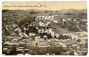 1907 - 1910s SALEM, WV, BUSINESS SECTION BIRDSEYE TOWN VIEW POSTCARD - Picture 1 of 2